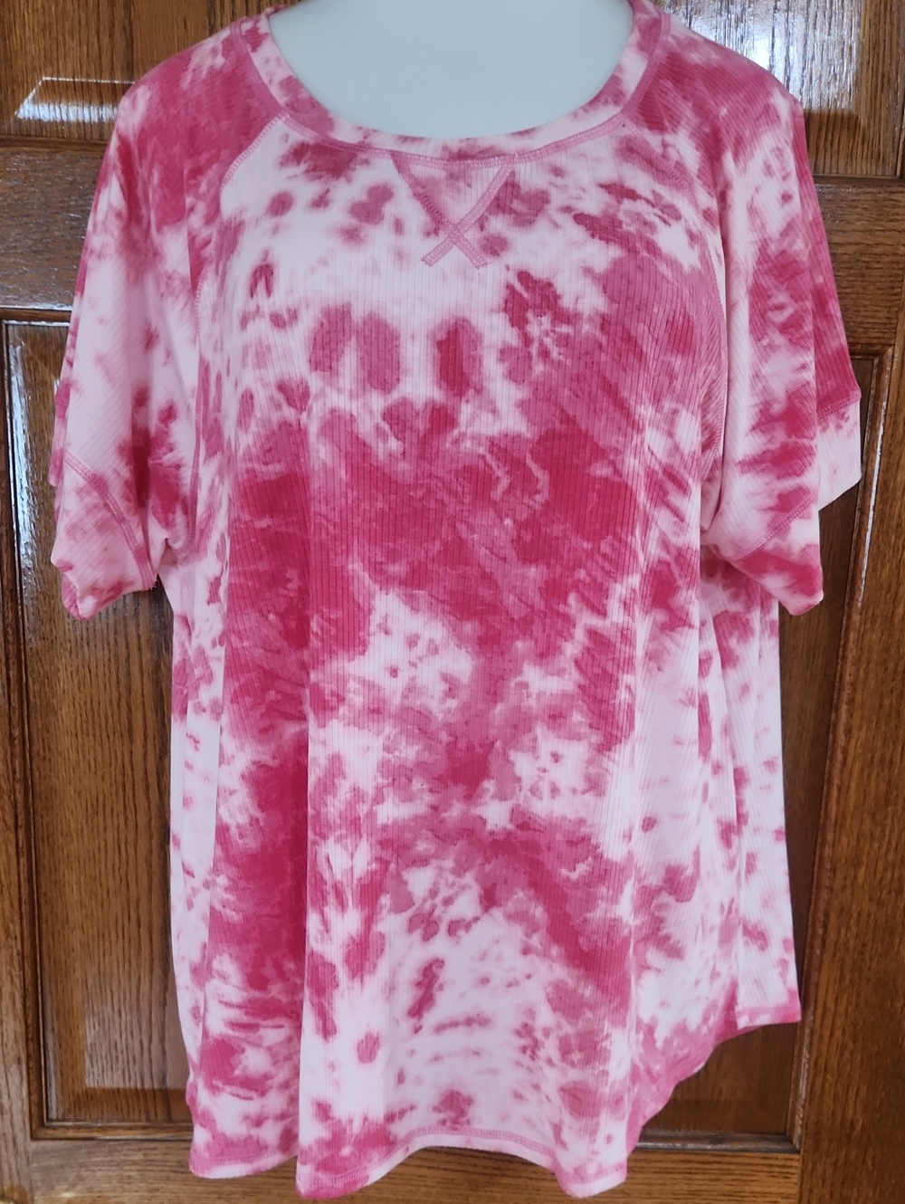 LuLaRoe Hailey 2xl Pink Tie-Dye Scoop Neck Short Sleeve Top